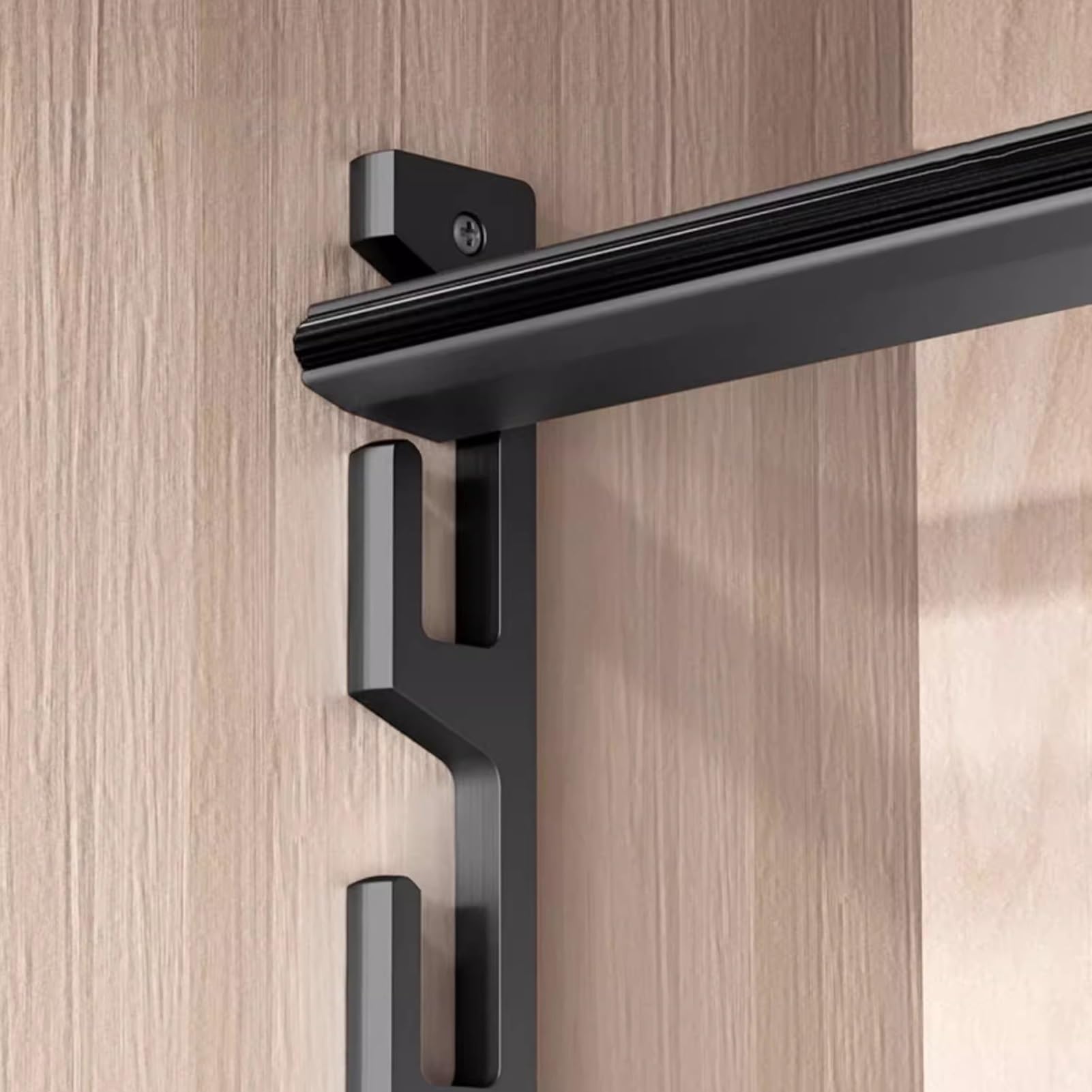 Elitix Wardrobe Rail Wardrobe Closet Hanging Clothes Doubler Rod with Grooves, Adjustabe Height Coats Bracket for Garment, Heavy Duty Clothing Organizer Pole, Coats Rail(Black,150cm(59"))