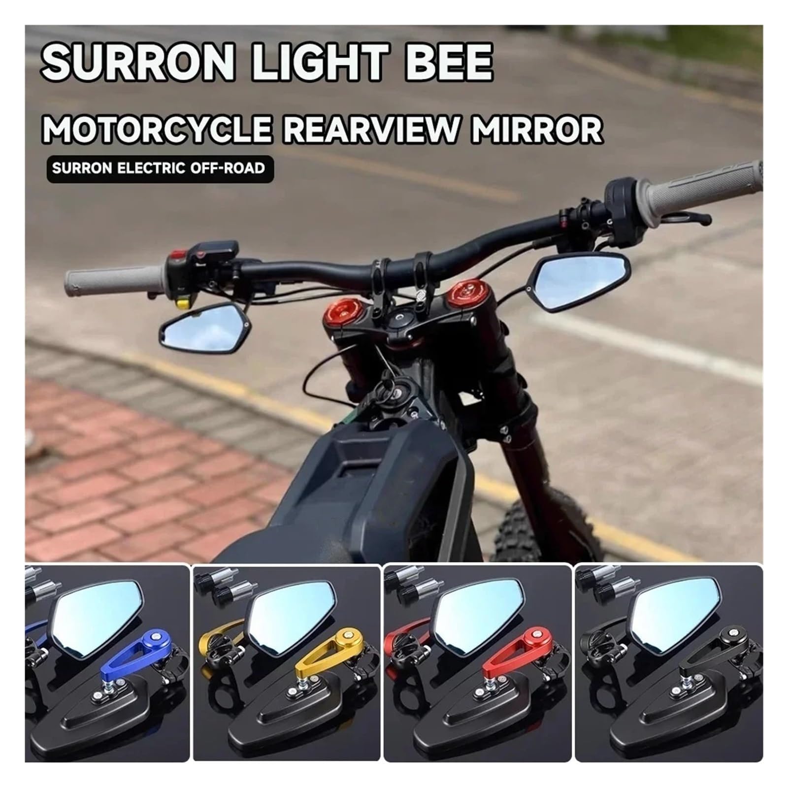 Moto Lusterko końcówkowe kierownicy Motocyklowa k Pasuje Do Lusterka Wstecznego Motocykla Pasuje Do Sur-Ron SX Okrągła Strona
