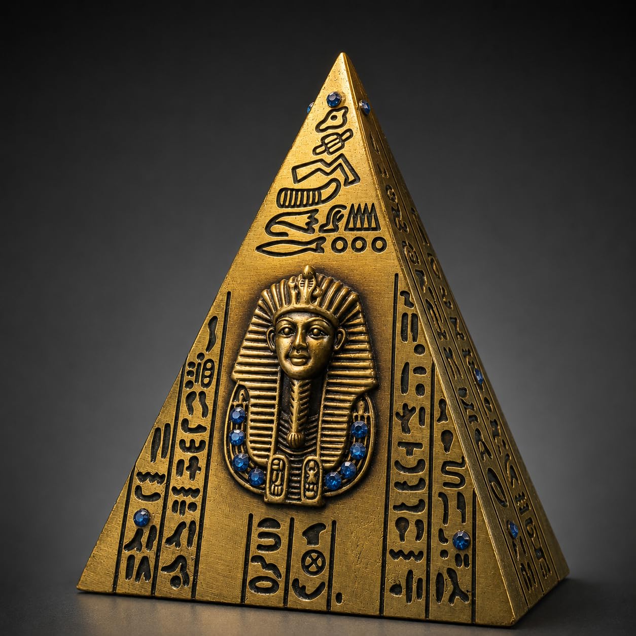 Nuevo Emporium Golden Pharaoh Egyptian Pyramid – Tutankhamun-Inspired Antique Showpiece-image-39
