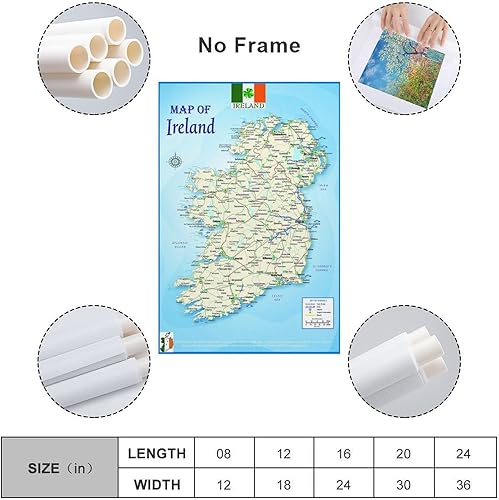 Miniatura 2 de TDX Mapa de Irlanda A2 - Póster artístico laminado de Atlas político y geográfico para pared, póster artístico y artístico para pared, póster
