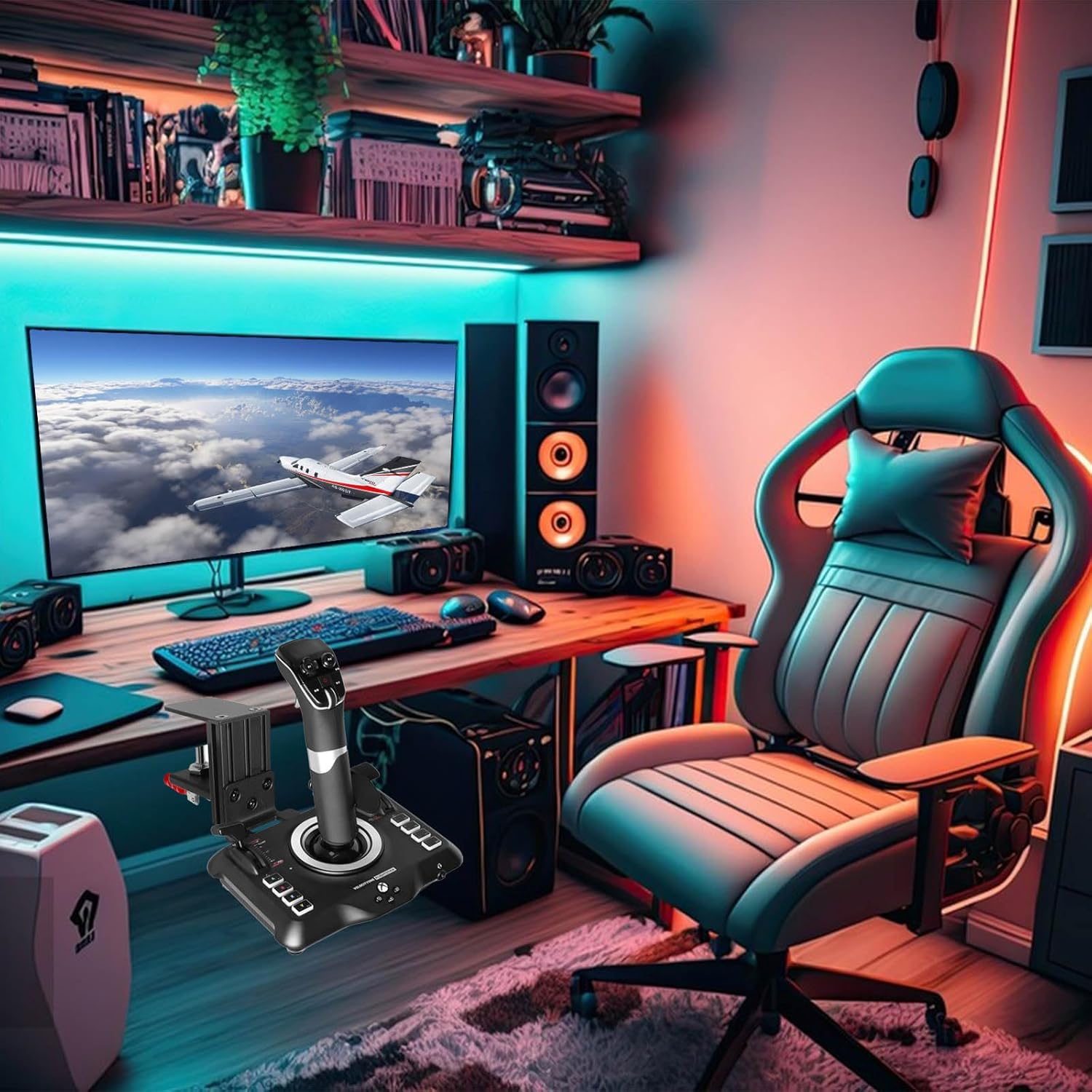 HTLAKIKJ Desk Mount for Flight Sim Joystick-Compatible with Logitech G Extreme 3D Pro Joystick and Turtle Beach VelocityOne Flightstick for Xbox and Windows Enduring Metal Holder (No Joystick)