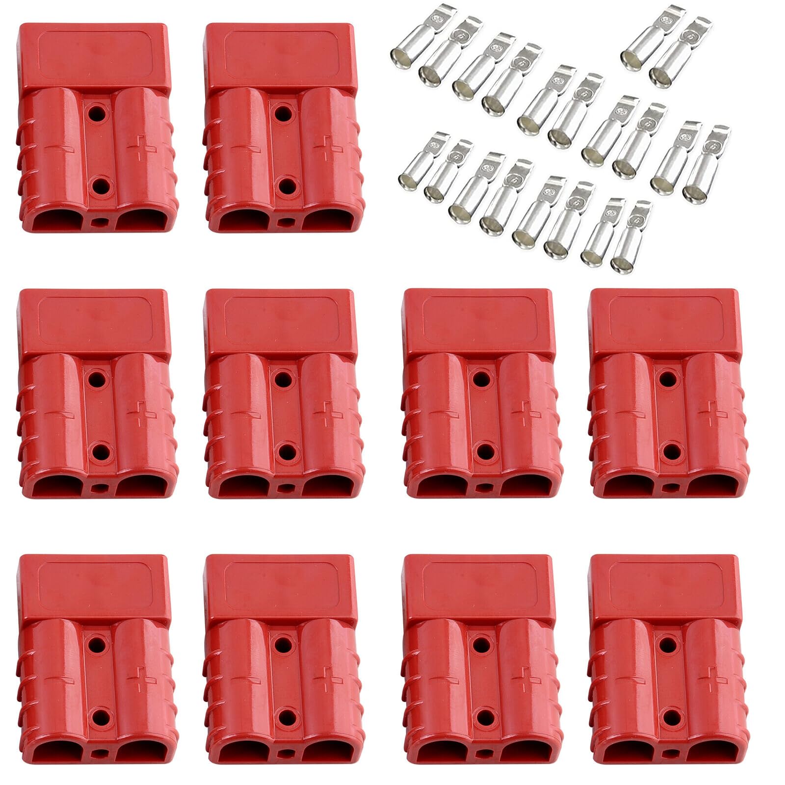 Bohaner 10Pcs Anderson Connector 50A 24V/600V Battery Quick Disconnect Connector Modular Power Connectors Anderson plug Quick Plug Kit (Red 50A)