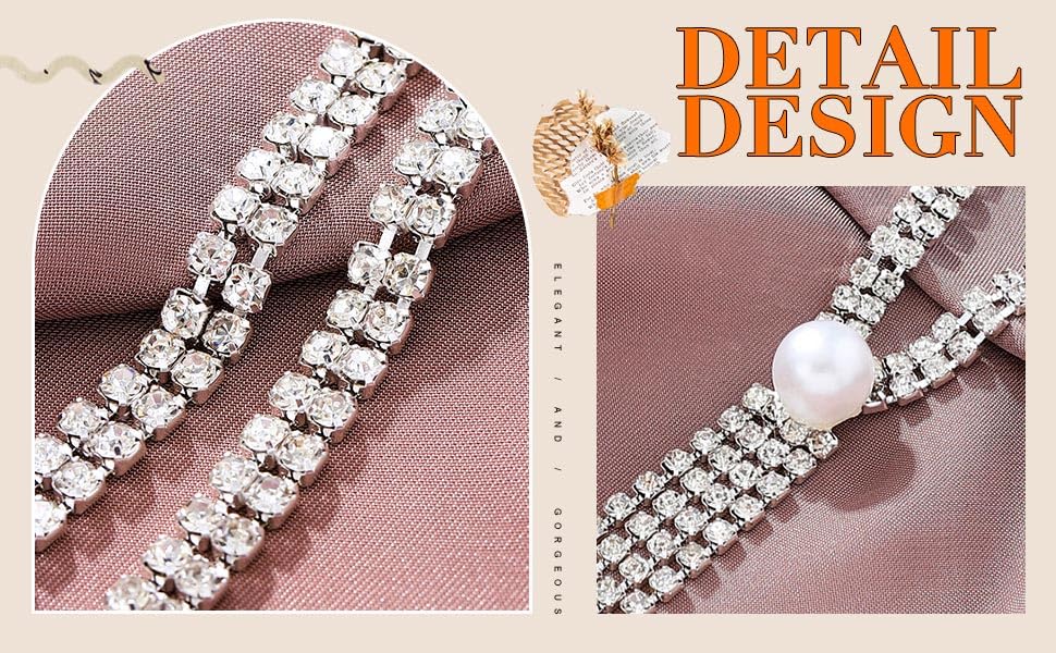 Zoestar Rhinestone Necklace Jewelry Silver Long Necklaces Prom Dressy Neck Chain for Women4