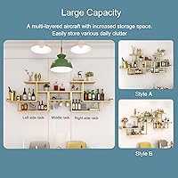 Vista 4 de Estantes de metal para bar, estante de vino montado en la pared con soporte colgante para copas de vino para exhibición de botellas de licor, Negro