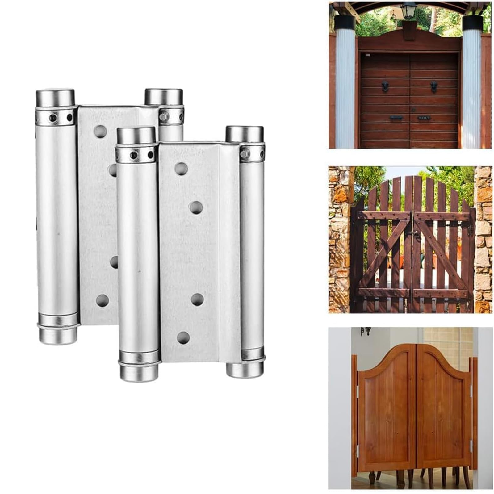 Lot de 4 Charnières À Ressort 100mm en Acier Inox À Double Action, pour Saloon Café Bar Pub Comptoir Porte Placard(Argent)