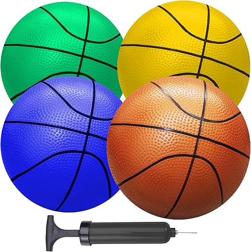 Miniatura 1 de ABAJI - Paquete de 3 mini pelotas de baloncesto de juguete de 5 pulgadas con bomba, aguja y material de goma para mini aro, niños pequeños, 3