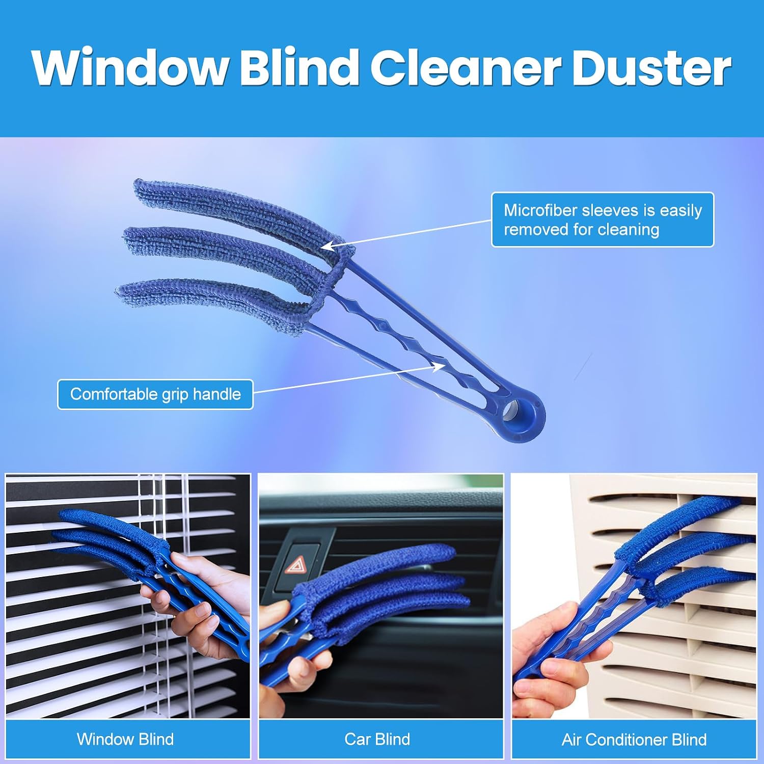 6 Pcs Air Conditioner Fin Comb Set, 3 Different AC Fin Comb Condenser Fin Straightener & 3 Brush AC Cleaner, Condenser Comb, Coil Comb, Evaporator Radiator Repair Cleaning Tool image 2