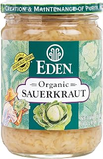 Eden Organic Sauerkraut Traditional Lactic Acid Fermented 18 oz Glass Jar - Probiotic Gut Health Booster