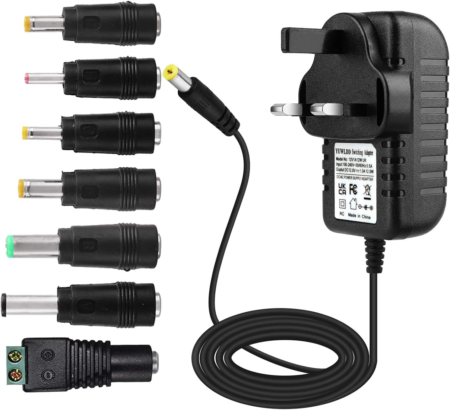 YUWLDD Power Supply Adapter 12V 1A 12W,Power Plug for Home Appliances,CCTV Camera,Yamaha keyboard,Routers,Hubs,LED strips,Telekom,T-Com,Speedport,Radiowecker,Scanner,Switch+7 Plugs