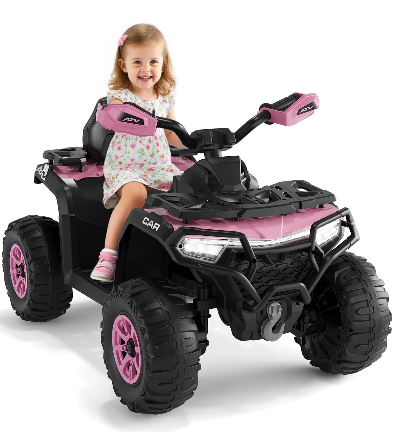 12V Kids Ride on ATV with Parent Remote Control, Spring Suspension, LED Lights, Music, USB, Off-Road 4 Wheeler for Boys Girls