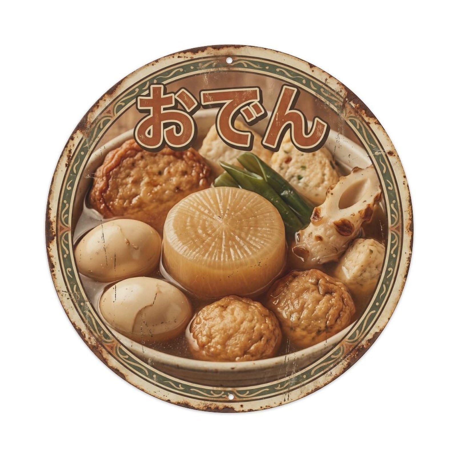 Cxhjca 8X8inch(20X20cm) Japanese Oden Hot Pot Roadside Diner Meal Winter Food Metal Tin Sign