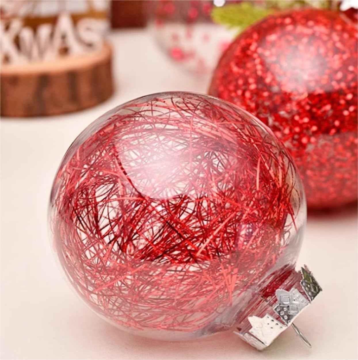 Boule de Noël, Ornement, Boules De Noël Incassables, 24 Pièces, 2.36 Pouces, Ornements, pour Vacances, Décoration Fête Mariage Décoration pour Sapin(Rot)