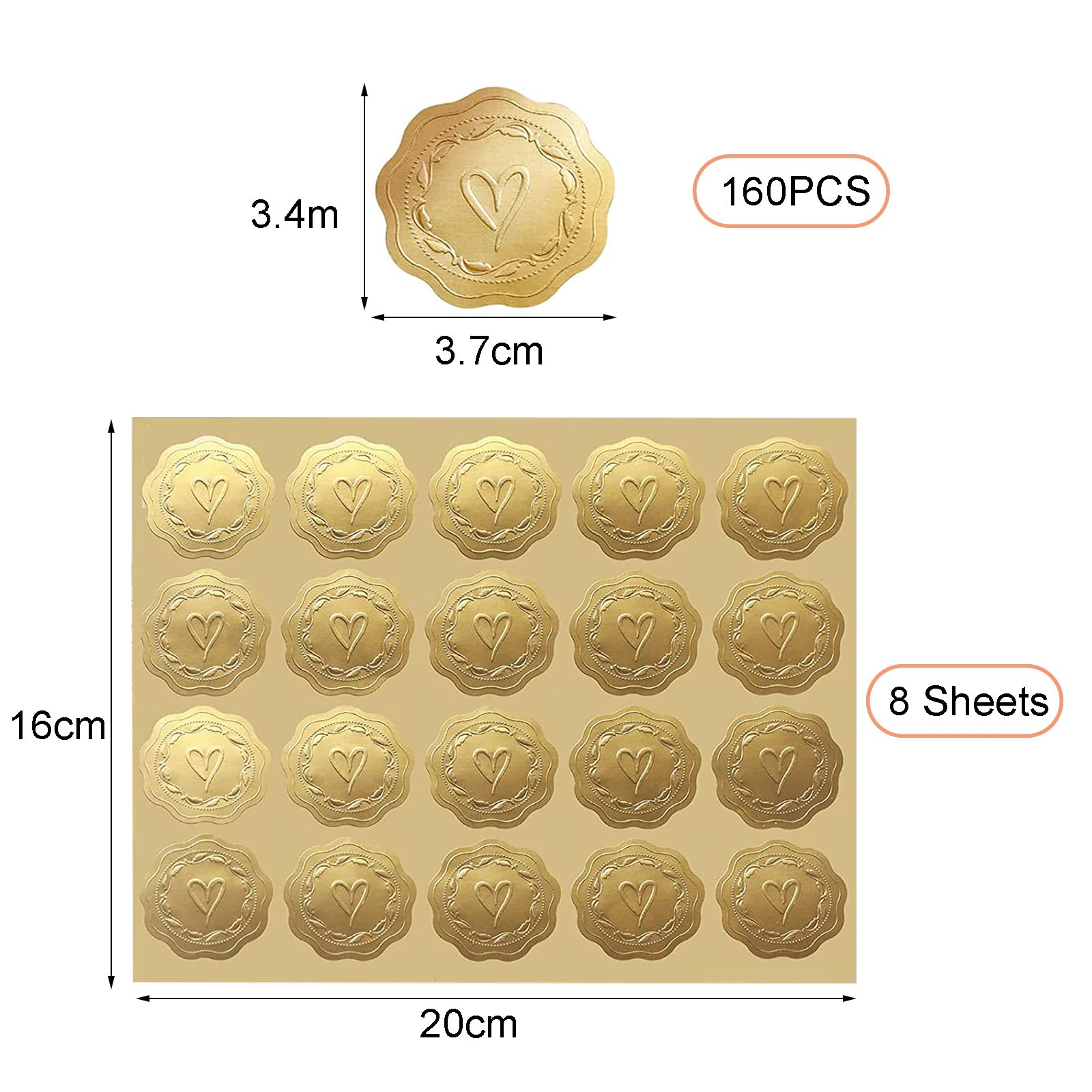 Adesivi Sigillo Di Cera 160 Pezzi - Autoadesivi Oro Per Buste Inviti Compleanno E Matrimoni - Foto 4