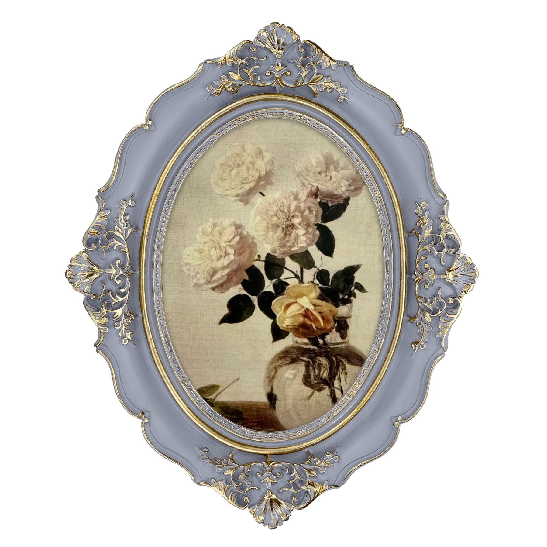 Daimix Purple Oval Picture Frame, 5X7 Vintage Picture Frame Light Glass Front, Antique Decor For Tabletop Or Wall Hanging, Vintage Wall Art