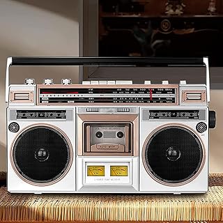 Cassette Player Radio, Portable Classic Retro 80s Style Speaker, Cassette Recorder and AM/FM Radio Speaker and Earph Jack, Support SD/USB Input, For Family Gathering Travel