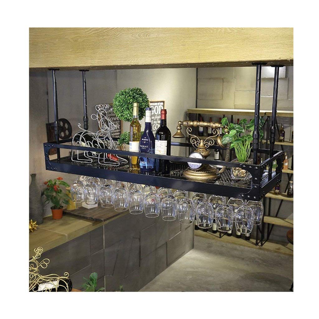 Étagère à vin suspendue en métal pour optimiser l'espace bar
