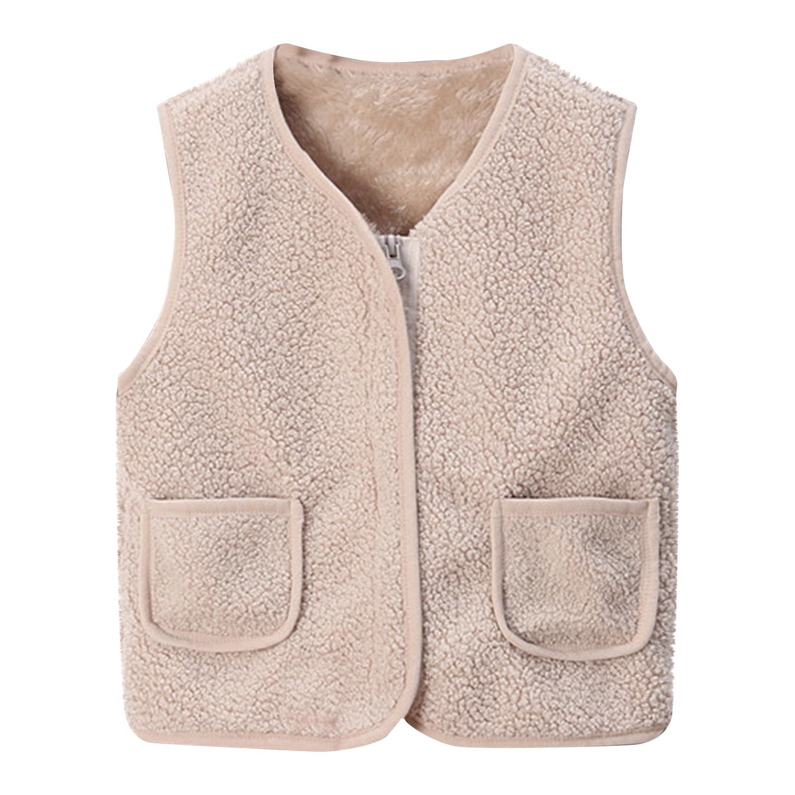 YNRENHNEE Teddy Fleece Weste Kinder, Fleecejacke Ärmellos Mädchen Jungen | Teddyfleece Jacke Locker Weste,V-Ausschnitt,Winterjacke Plüschweste,Fleeceweste,Teddyjacke