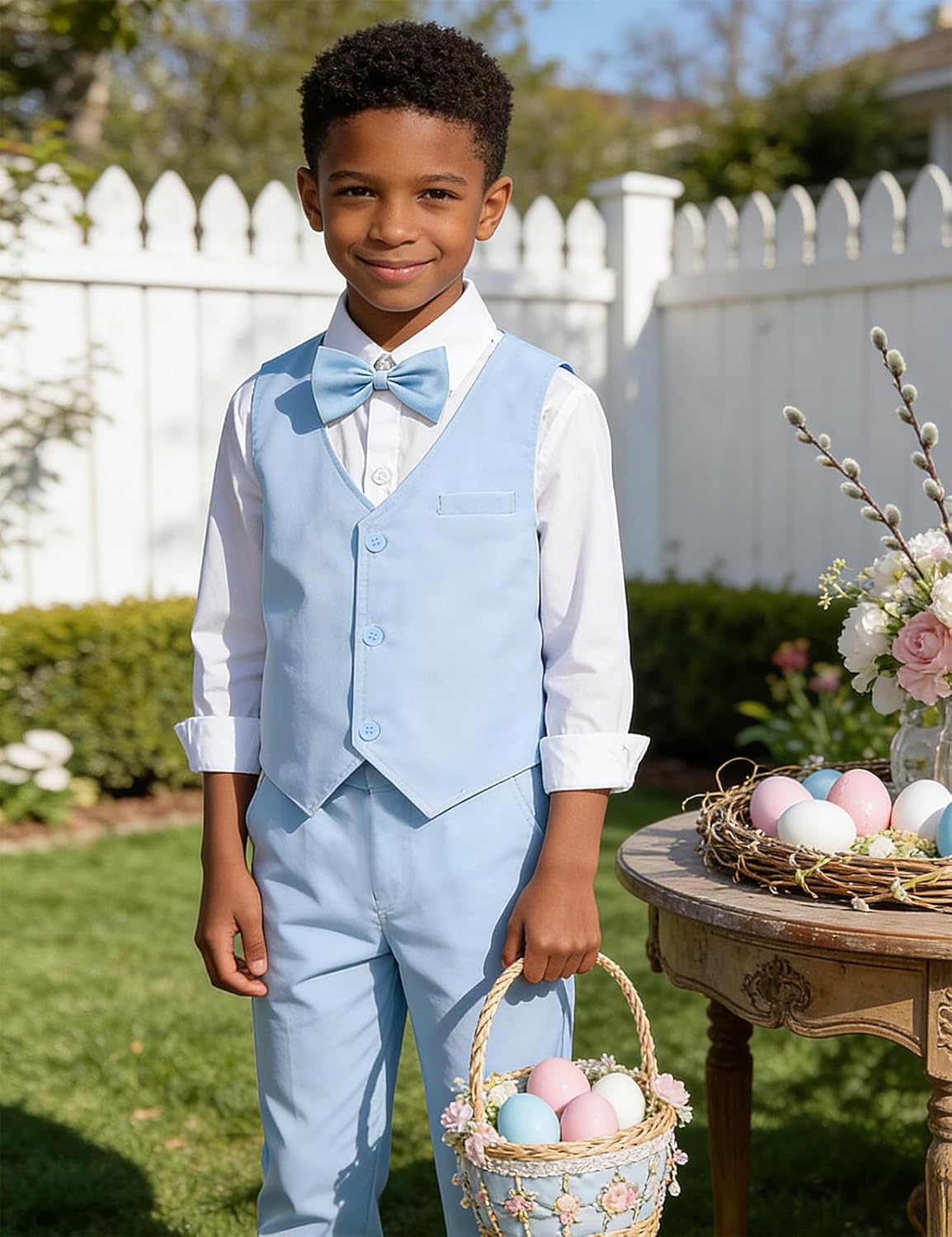 A&J DESIGN Baby Toddler Boys Gentleman Suit Set, 3pcs Outfits Shirts & Vest & Pants - Image 4