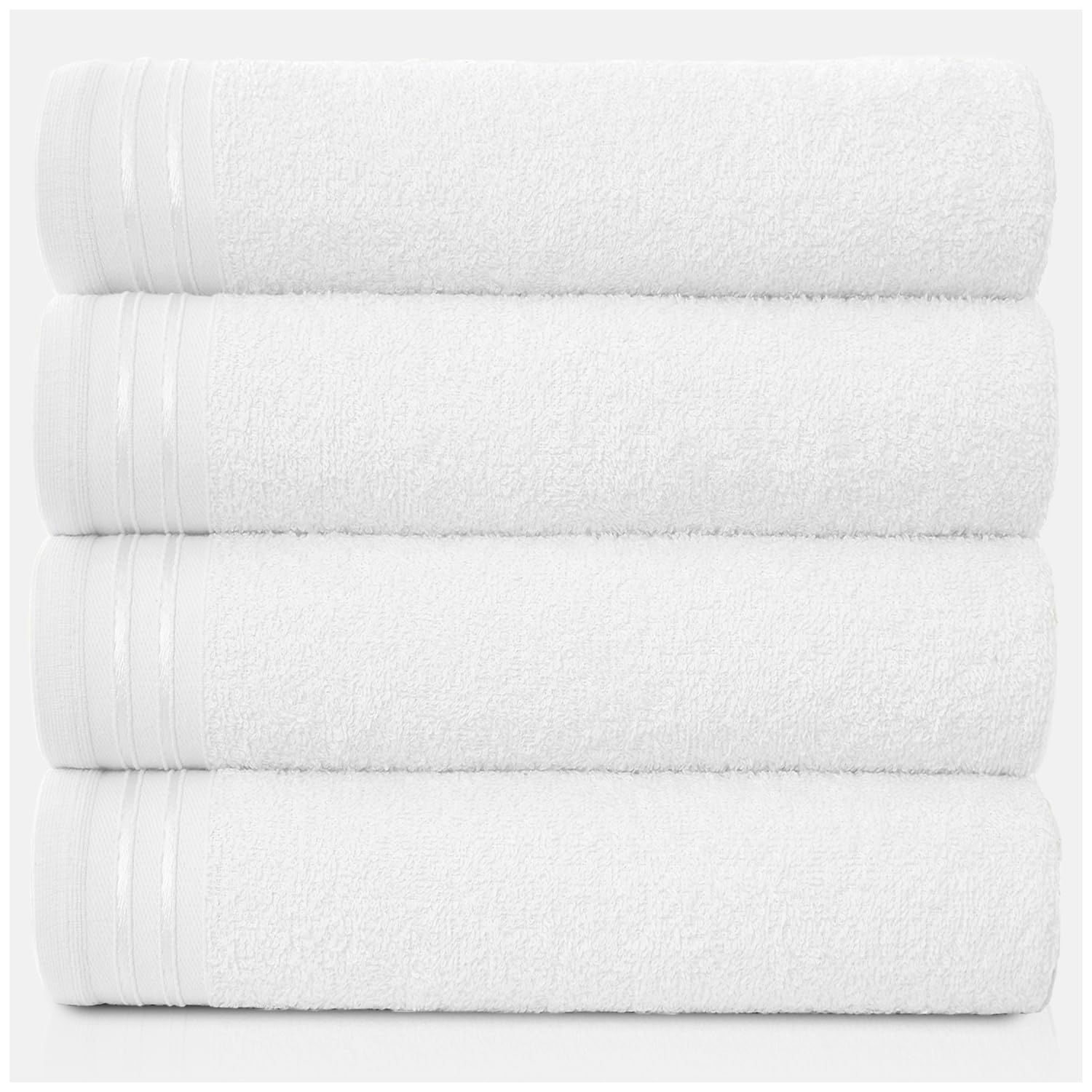 GC GAVENO CAVAILIA Large Towels Bath Sheet - Highly Absorbent Egyptian Cotton Towel Set - 4 Pack Extra Soft Large Bath Towel White - Quick Dry Bath Sheets - 450 GSM Washable Towels, 75X135 Cm