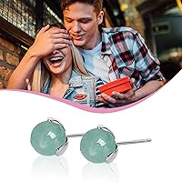 Vista 50 de Jade Earrings Studs,Green Jade Earrings for Women,925 Sterling Silver Earrings Studs for Sensitive Ears,Handmade Jade Earrings for Birthday