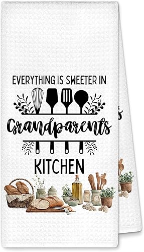 Toallas de cocina para abuelos regalos de nietos, regalos para abuela o abuelo, toalla de mano, toalla de cocina, toalla de té, todo es más dulce en