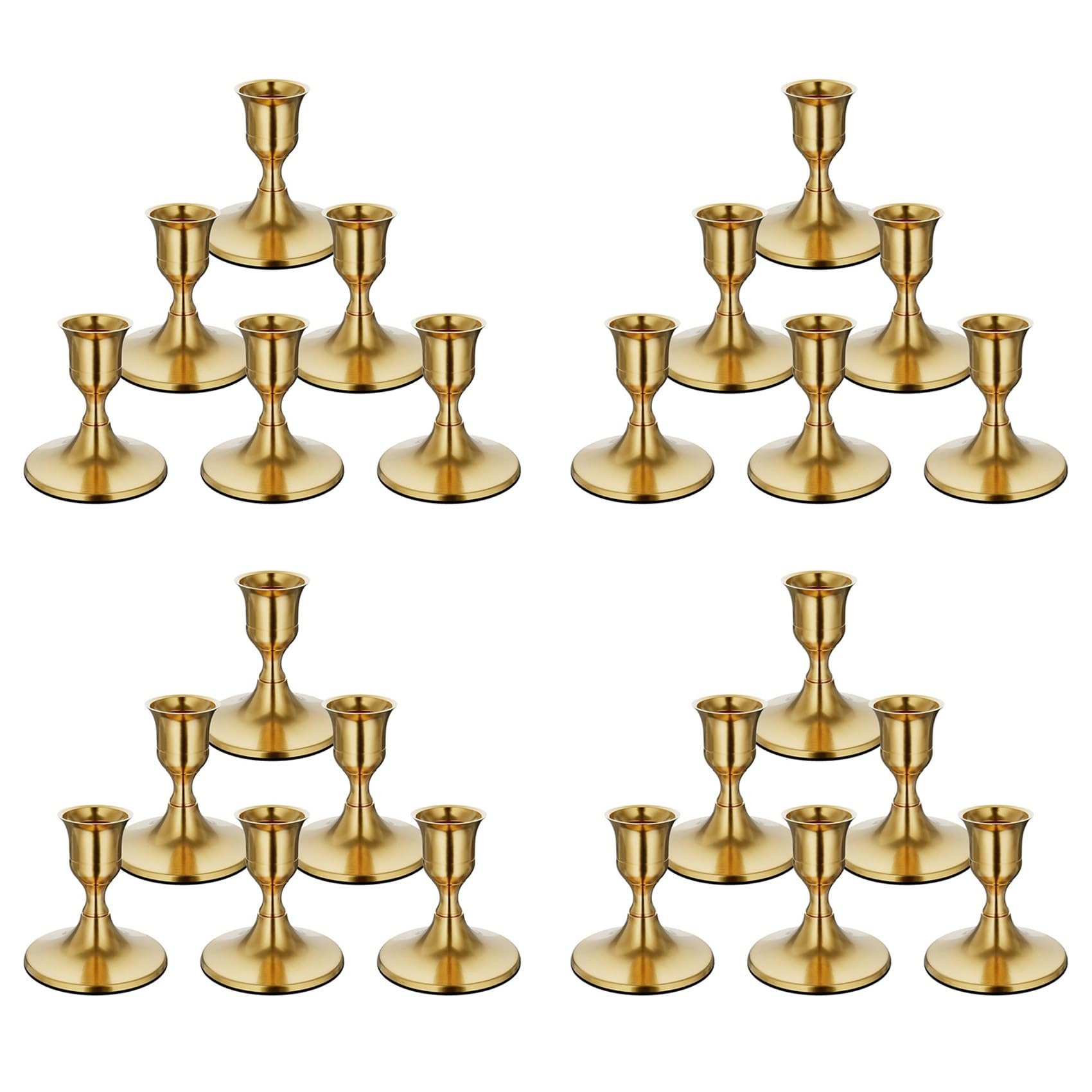 Hndhbfgrt 24PCS Brass Gold Taper Candle Holders, Vintage Metal Candlestick Holders for Dinner Room Table Centerpiece or Mantel