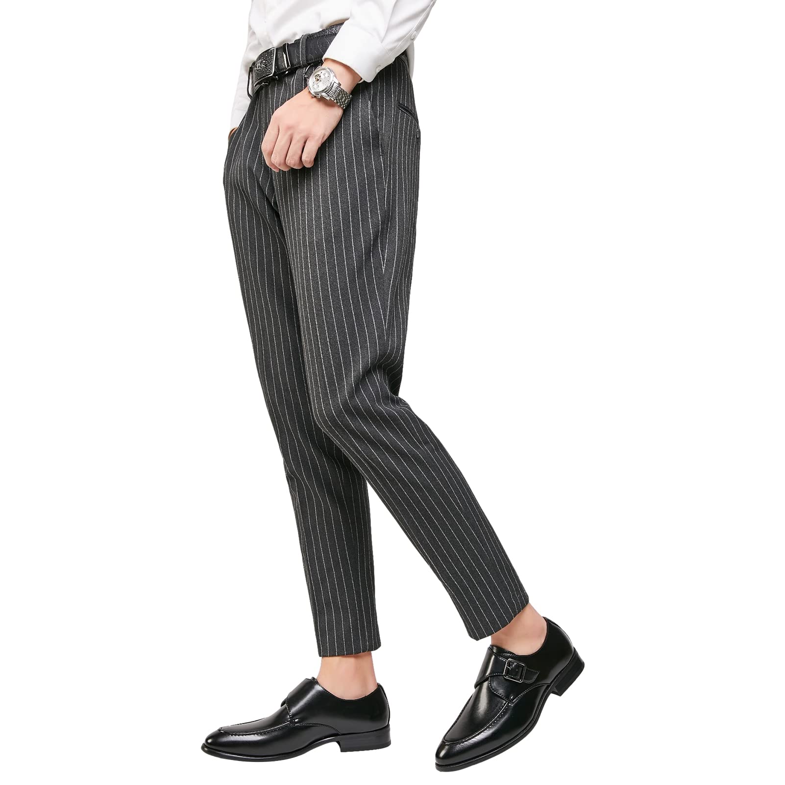 ANUFER Hombres Hebilla Simple Inteligente Zapatos de Monje Cuero de Microfibra Formal Mocasines Planos