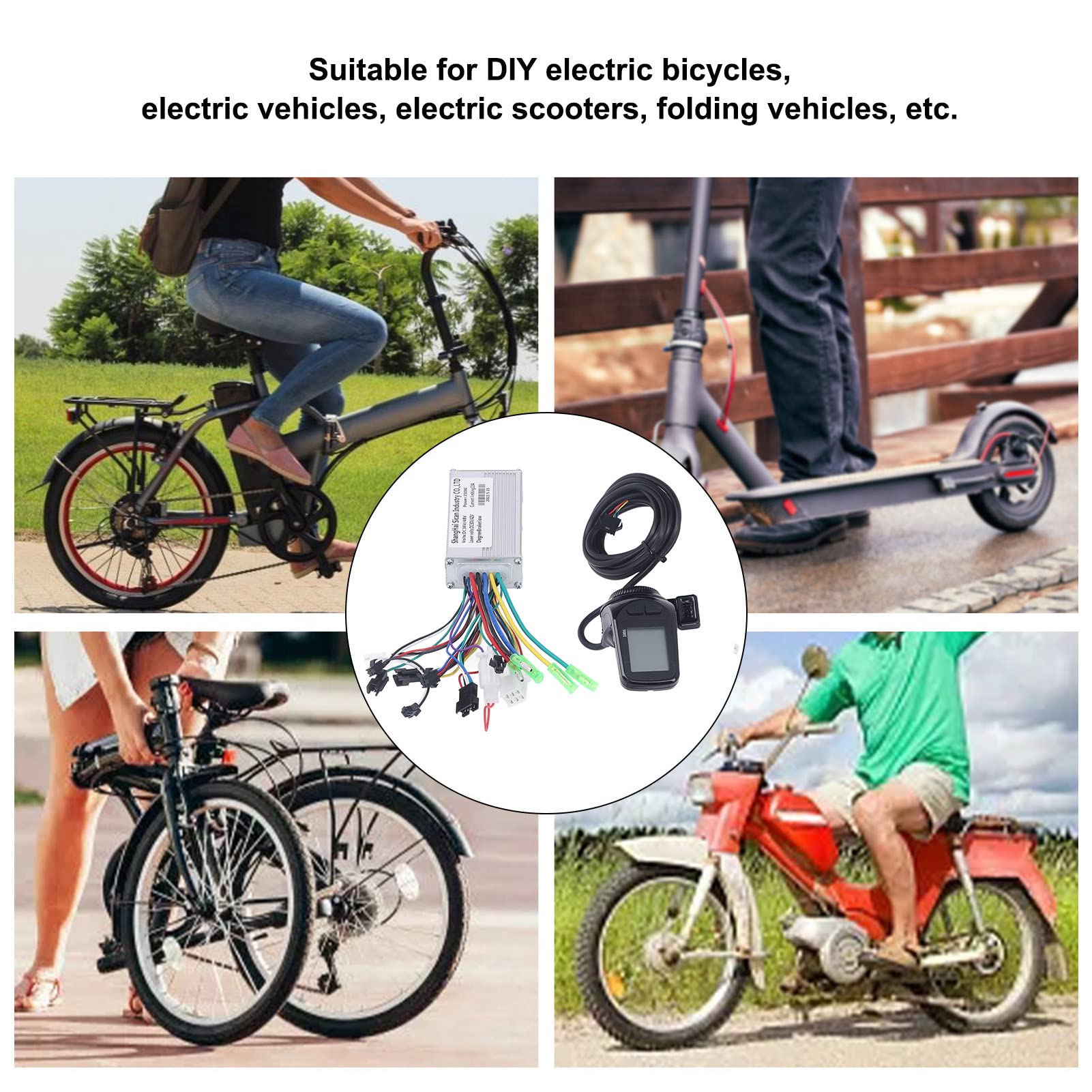 Kit De Controlador De Motor Sin Escobillas para Bicicleta Eléctrica con Panel LCD S886, para Bicicletas Eléctricas De Bricolaje, Scooters Eléctricos Y Bicicletas Plegables