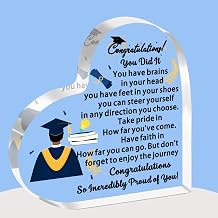 Graduation Gift for Him 2026-Graduation Gifts for Son Graduation Gifts for Men Boys Proud of You Gifts Hearts Acrylic Plaque Personalised Graduation Presents You Did It