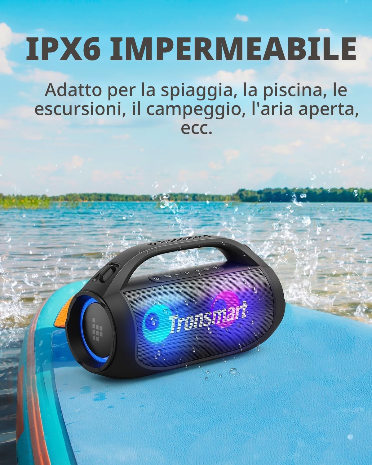 Tronsmart Bang SE Altoparlante Bluetooth con tracolla, altoparlante portatile da esterno 40 W, 24 ore di autonomia, Bluetooth 5.3, impermeabile IPX6, AUX, slot per schede micro SD, lettura USB,
