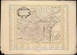 Historical Map, 1704 Carte du Diocese de Narbonne, Vintage Wall Art : 33in x 24in