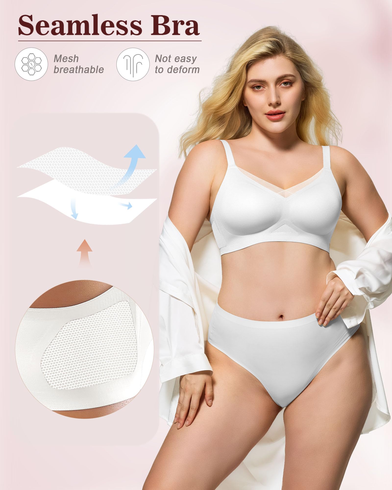 As Fairy Reggiseno senza ferretto da donna senza ferretto push-up senza cuciture con supporto morbido in pizzo con scollo a V in rete incrociato sulla schiena per uso quotidiano lounge yoga