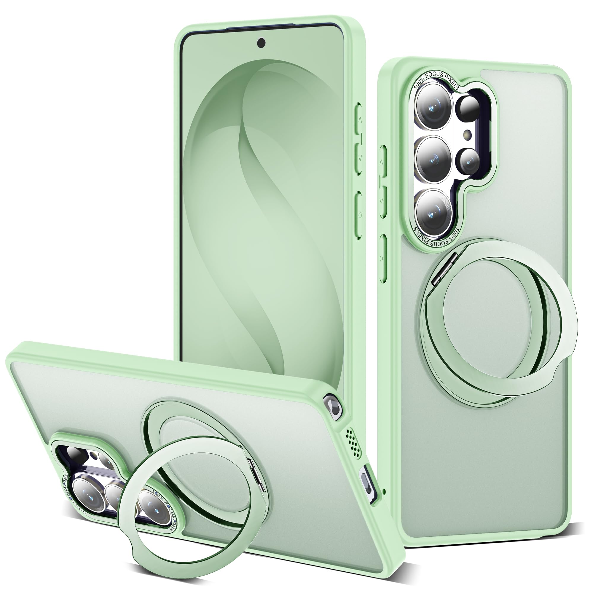 for Samsung Galaxy S26 Ultra Case with 360° Spin Stand,Green