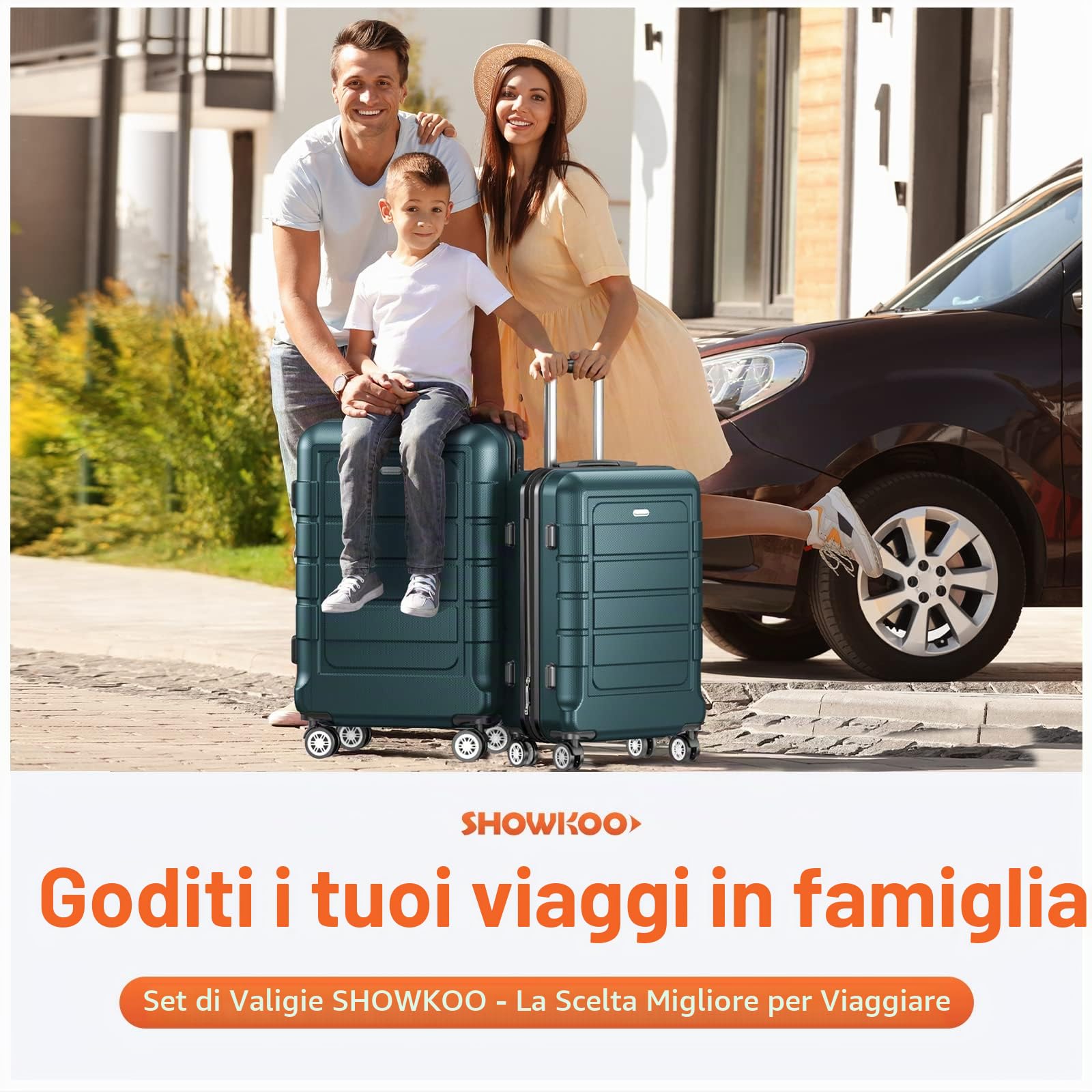 SHOWKOO Valigia Trolley Espandibile Ultra Leggero ABS+PC Durevole Valige Trolley da Viaggio con Chiusura TSA e 4 Ruote Doppie