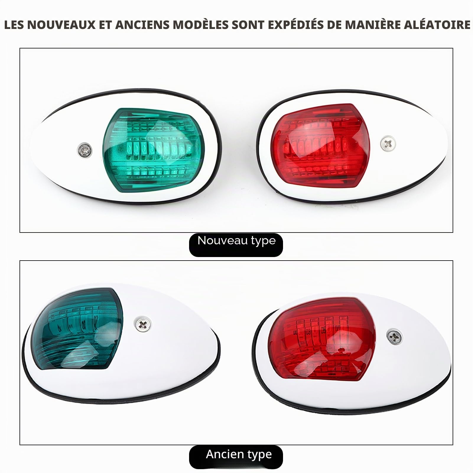 Marine Navigation Light, 2Pcs Signal Lampe Rouge Vert LED Étanche Bateau Navigation Lumière DC12V 3W(blanc)