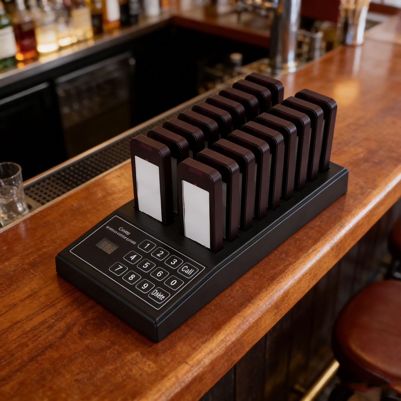 Cercapersone Ristorante, Kit di Chiamata Wireless con 18 Cercapersone con Luce Sonora Vibrante, Portata 100 M, Cicalini Ricaricabili, per Area Ristorazione, Pizzeria (EU)