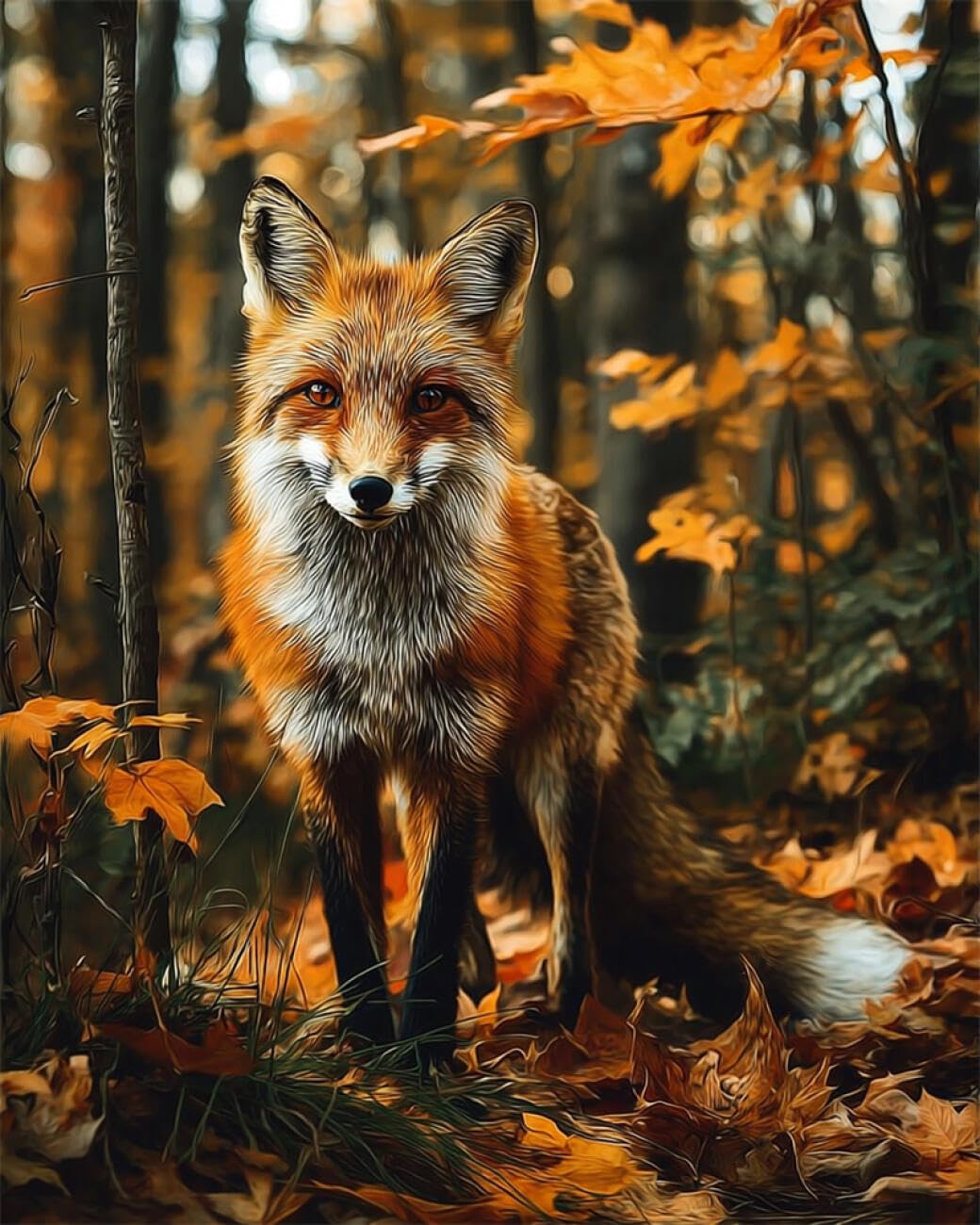 RKFLGEW DIY Embroidery Beads Set Fantasy Fox 30x40cm