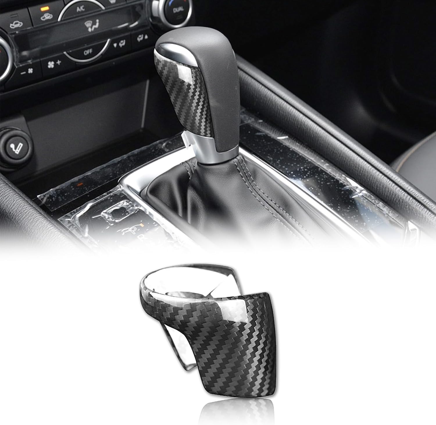 Carbon Fiber Shifter Knob Lower Cover Compatible with Mazda 6 Atenza 3 Axela CX-3 CX-4 CX-5 CX-8 Car Shift Head Shell Insert Decoration Modification Protector (Black)
