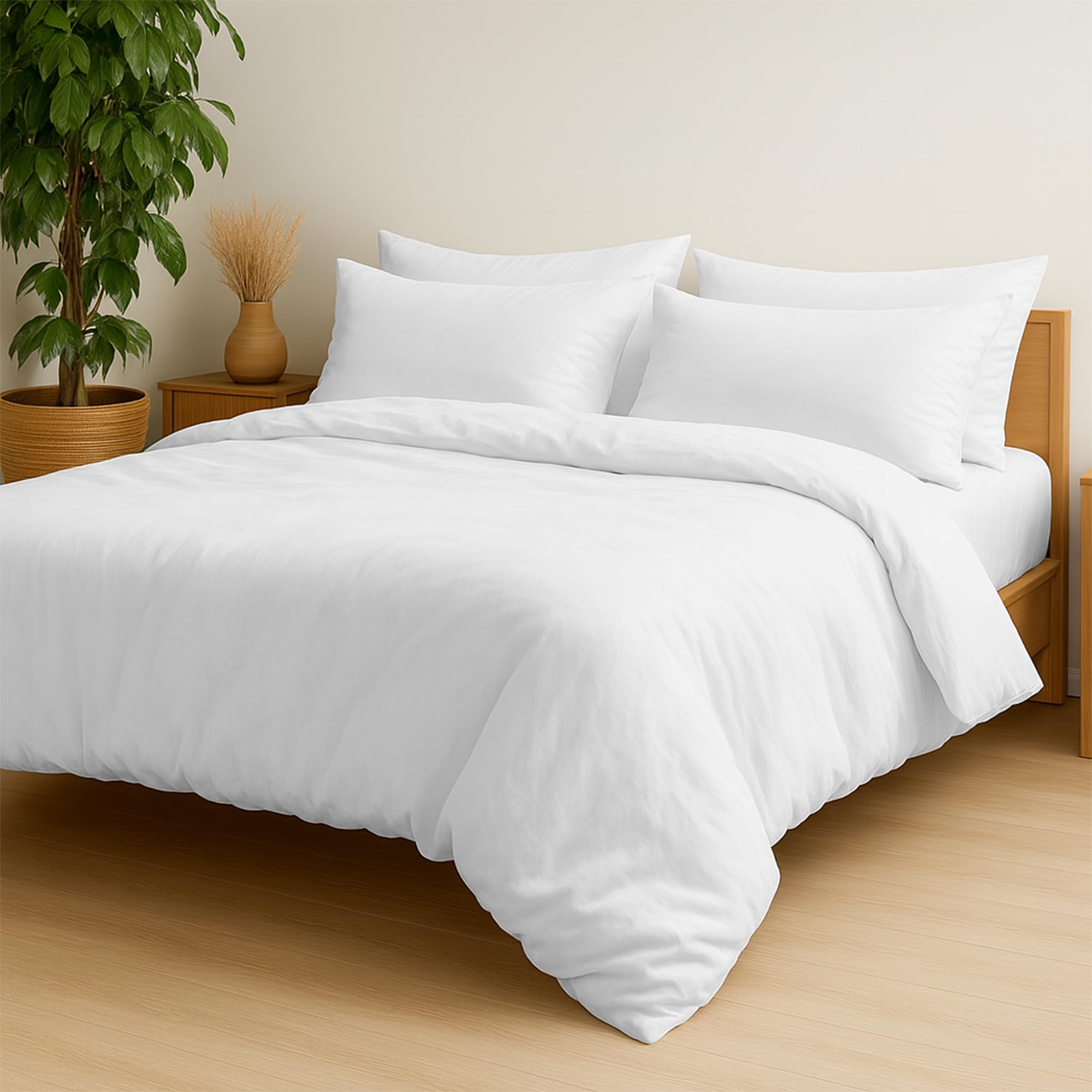 Egypto 100% Brushed Cotton Duvet Cover – UltraSoft Thermal Flannelette Bedding Single Duvet Cover Set – Breathable & Hypoallergenic Warm Comforter – Winter Bedding Quilt Cover (White, Single) — image 1