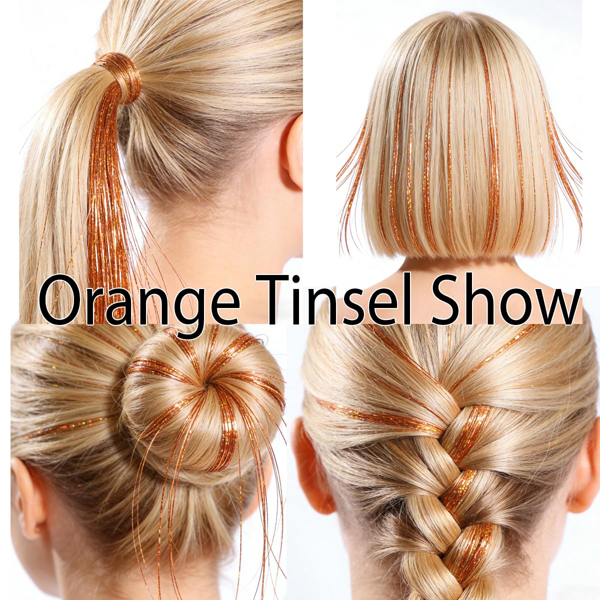 Amazon.com : Hair Tinsel Clip in,Laser Orange,Gilded Tangerine, 24