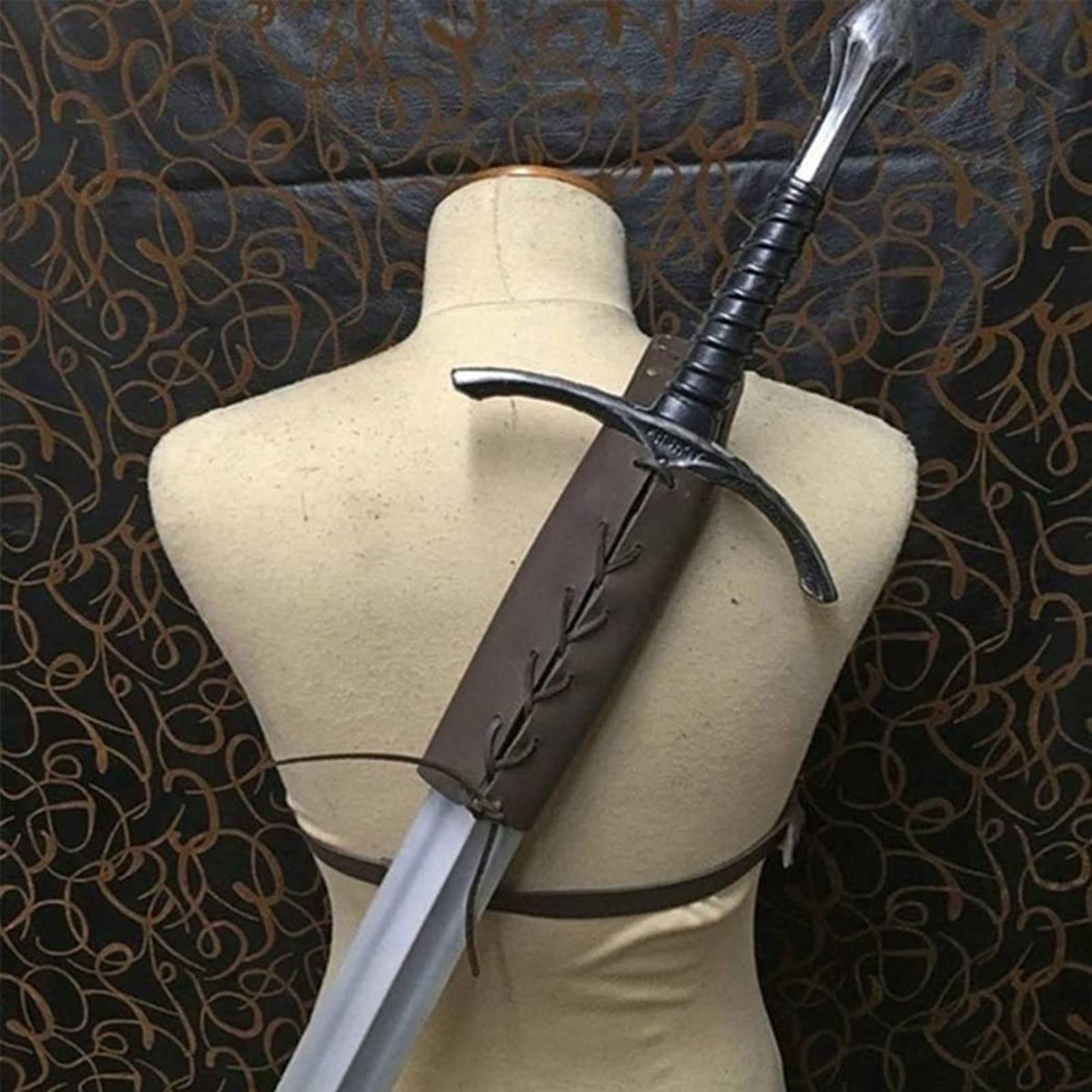 Ceinture Épée Médiévale En Cuir Synthétique - Fourreau Réglable Avec Motif Tête De Mort - Accessoire Cosplay, Halloween, Pirate, Chevalier - 10