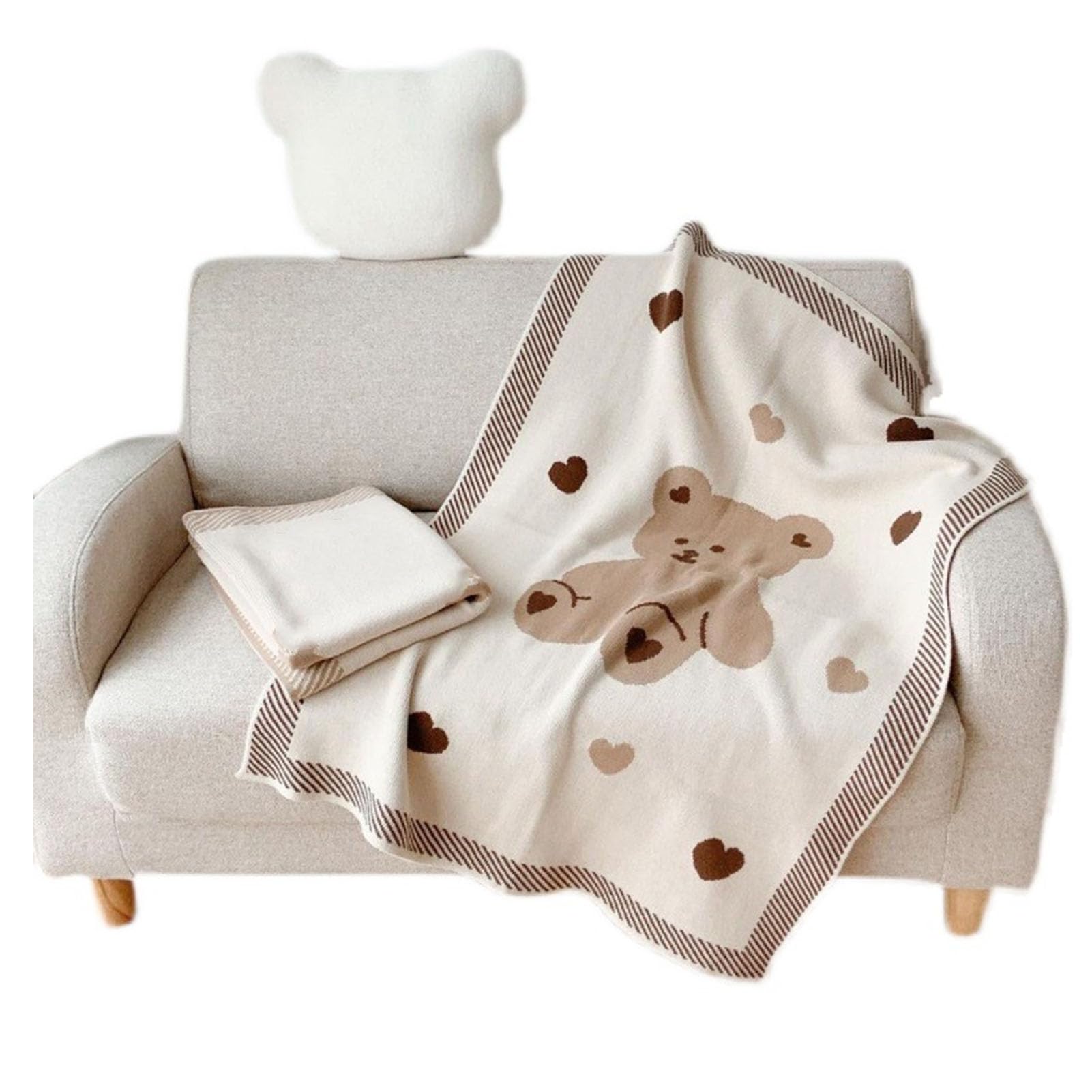 Coperta per Neonati, Coperta Calda per Neonati, Coperta in Cotone per Neonati Lavorata a Maglia Addensata Traspirante Multifunzionale, per Neonate