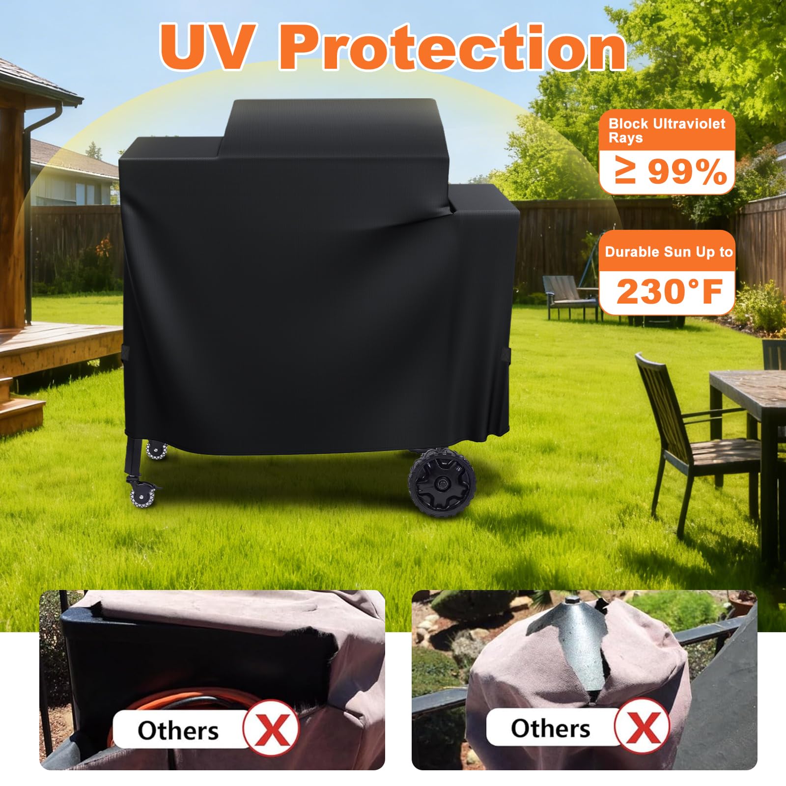 Grillabdeckung für Brisk It Zelos-450 Elektrischer Holzpellet-Räuchergrill, 600D Heavy Duty Wasserdicht UV-beständige Smoker Abdeckung, Outdoor Grill Zubehör
