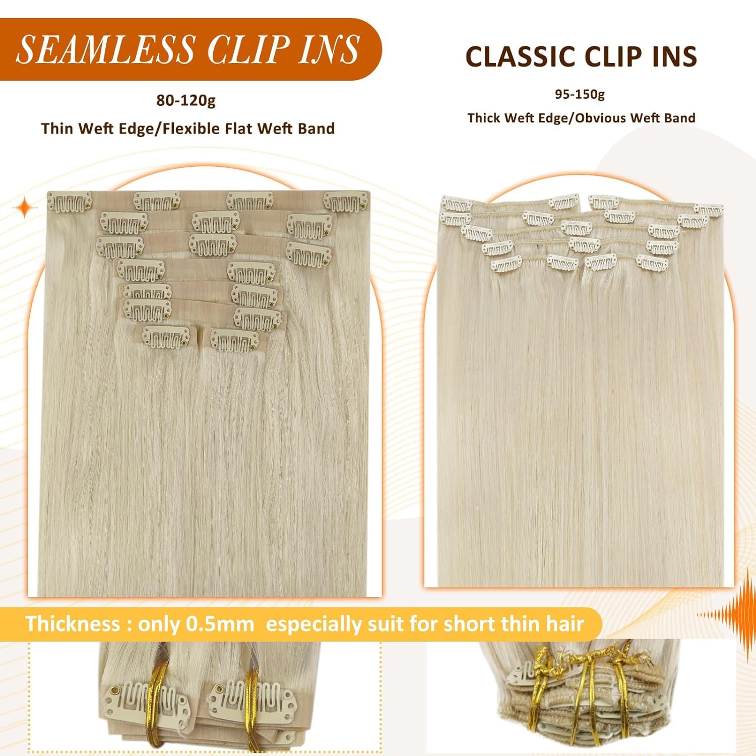 Human Hair Extensions 18” Platinum Blonde 130grams Amazon.com : Full Shine Platinum Blonde Human Hair Clip in  main image 2