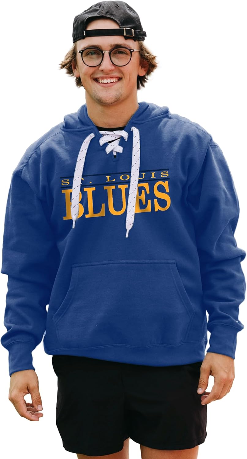 Blue 84 NHL unisex-adult Nhl Officially Licensed Lace Up Hockey Hooded Sweatshirt Logo - Image 2