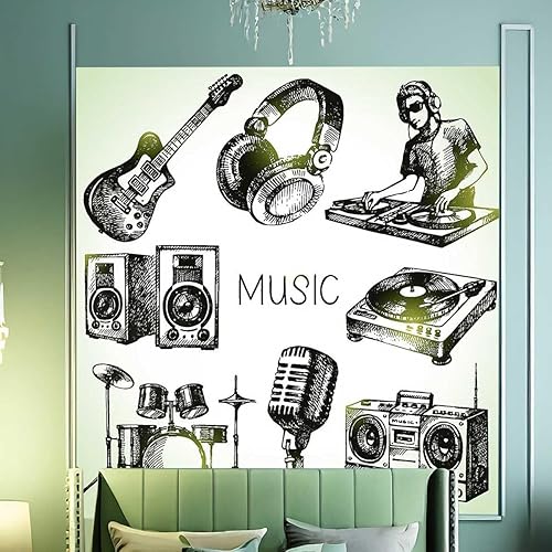 Miniatura 3 de Papel tapiz adhesivo con diseño de graffiti de música retro, para decoración de habitación, apto para manualidades (59 pulgadas de ancho x 59