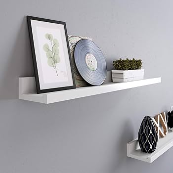 SONGMICS Floating Shelves, Set Of 3 Wall Shelves, For Photo Frames And