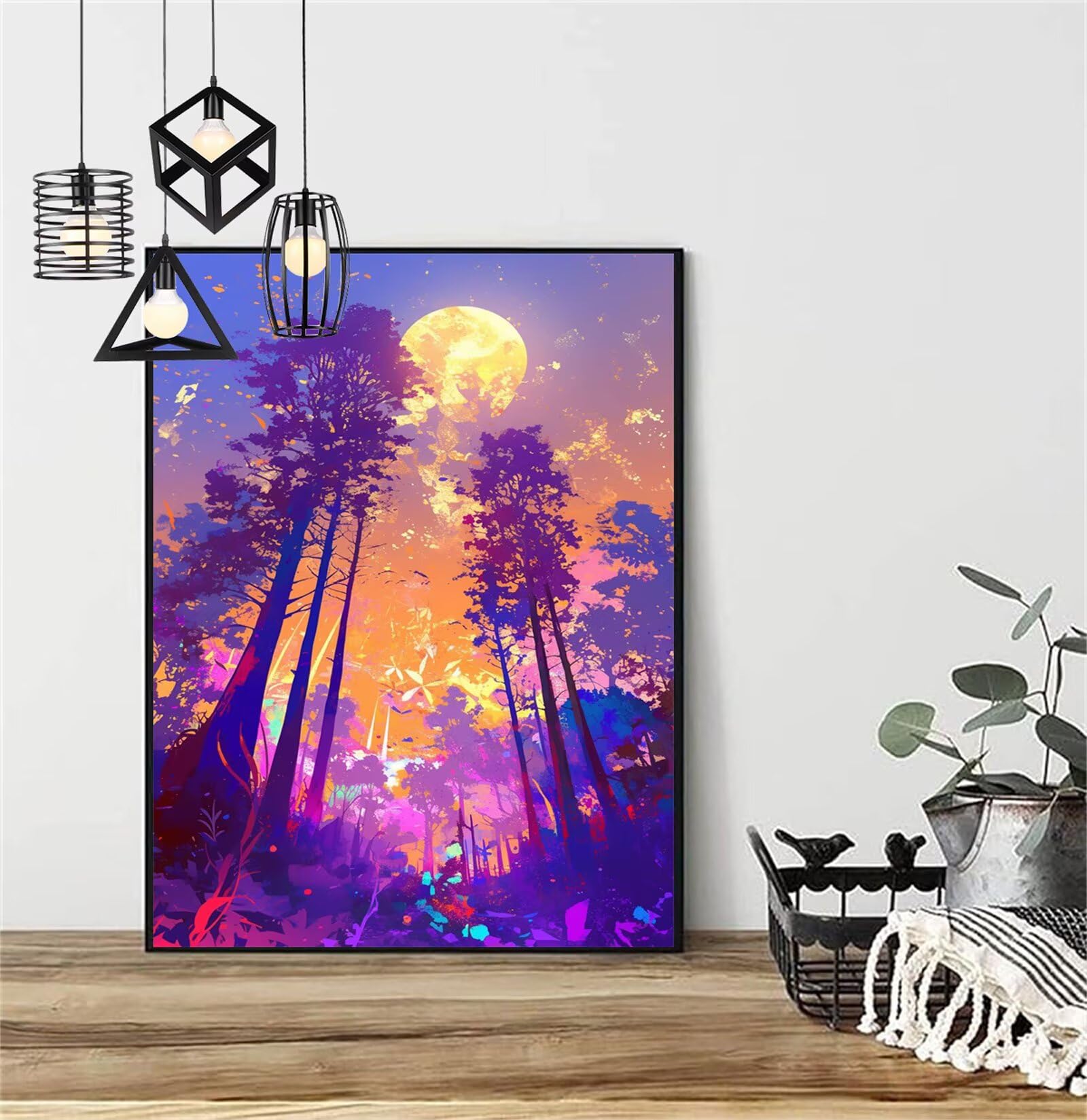 Malarstwo diamentowe dla dorosłych, księżyc 2026, malowanie według liczb, krajobraz 60 x 90 cm, sztuka diamentowa, kreatywny zestaw dla dorosłych, do majsterkowania, dekoracja ścienna, zestaw do