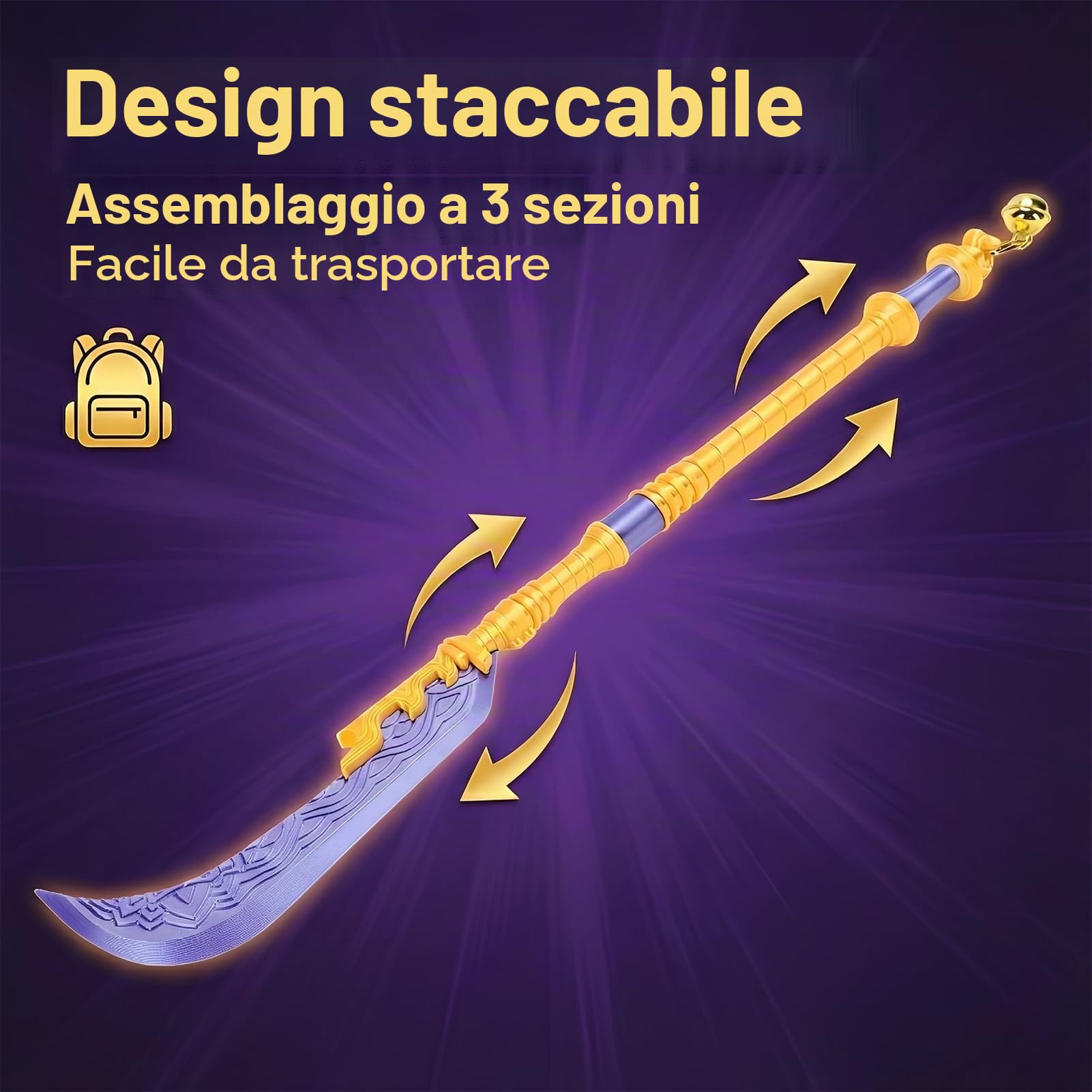 Elprico Spada Cosplay, Replica di Spada Anime in PLA Stampata in 3D da 25 Pollici con Cordino per Appendere la Campana, per la Collezione di Costumi