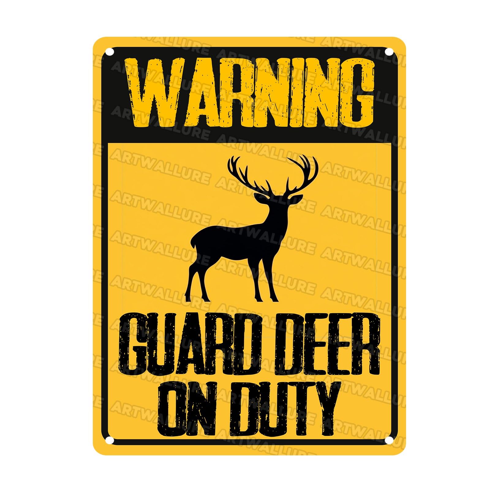 Deer Vintage Sign Warning Guard Deer on Duty Metal Sign for Home Bedrooms Kitchen Bars Pubs Garages Gardens Patios Porches 12x16Inch